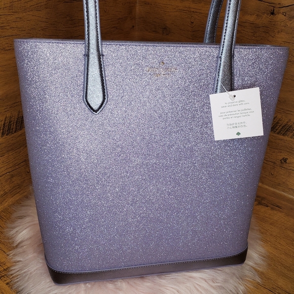 NWT kate spade Tinsel Lilac Frost Purple Glitter Shoulder Tote Bag Handbag - Picture 6 of 6